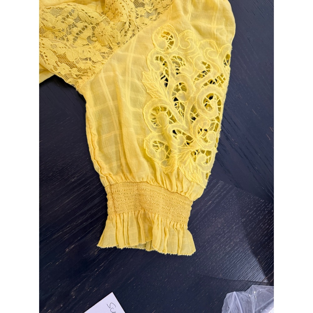Sundance Yellow Lace Blouse and Matching Shell Camisole Set XXL Boho Eyelet Top - Picture 3 of 9